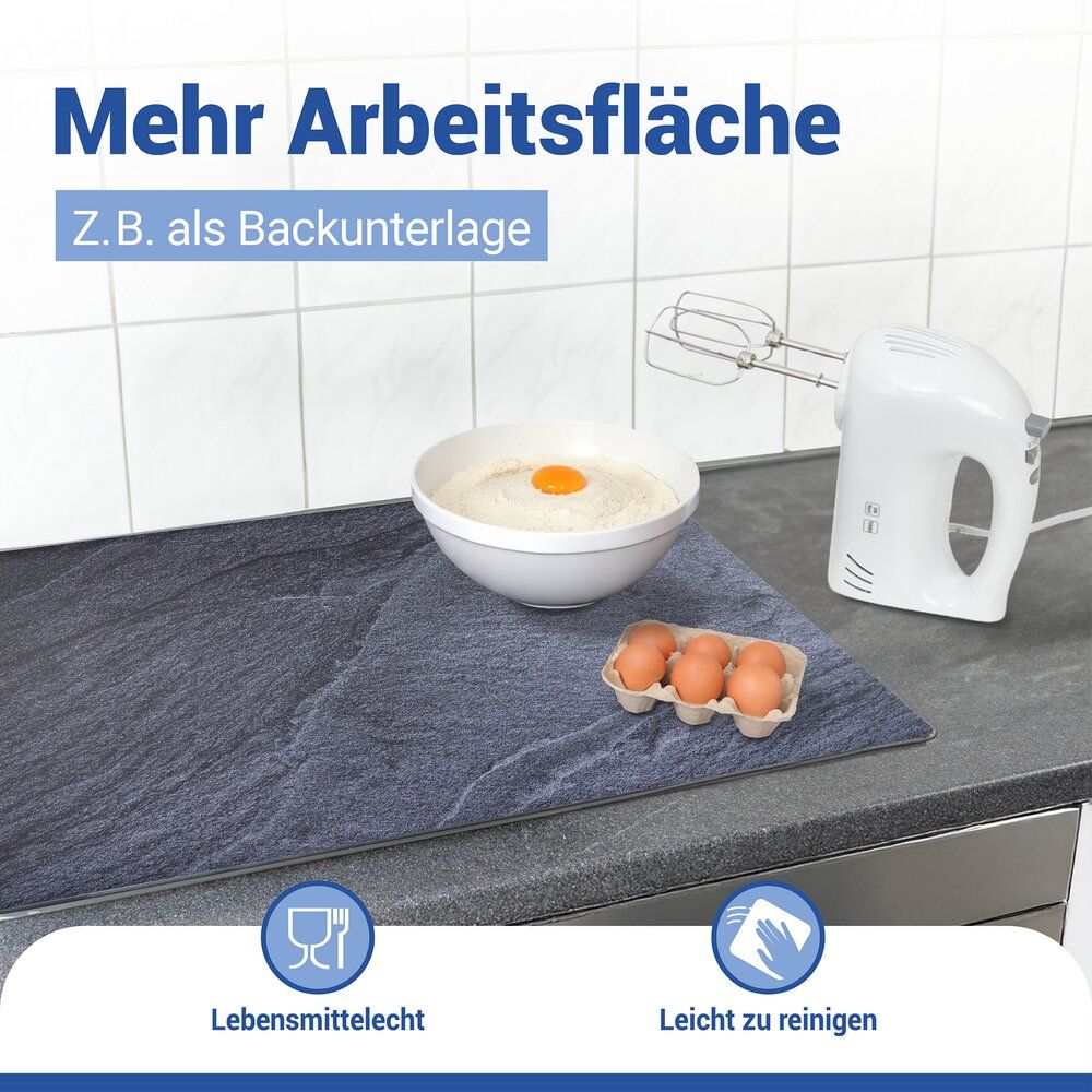 WENKO Kochfeld-Schutzmatte in Schieferoptik – 60 x 52 cm – hitzebeständiges PVC