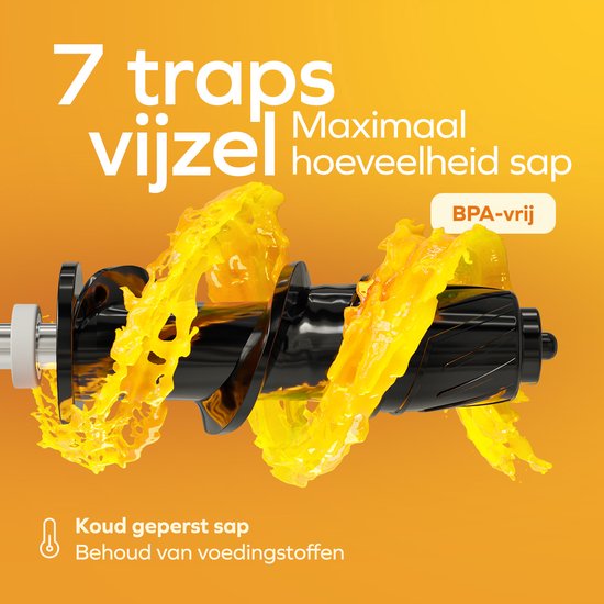 KitchenBrothers Slowjuicer - Kompakt - Entsafter - Gemüse- und Obstpresse - 45 mm - 500 ml - Rot