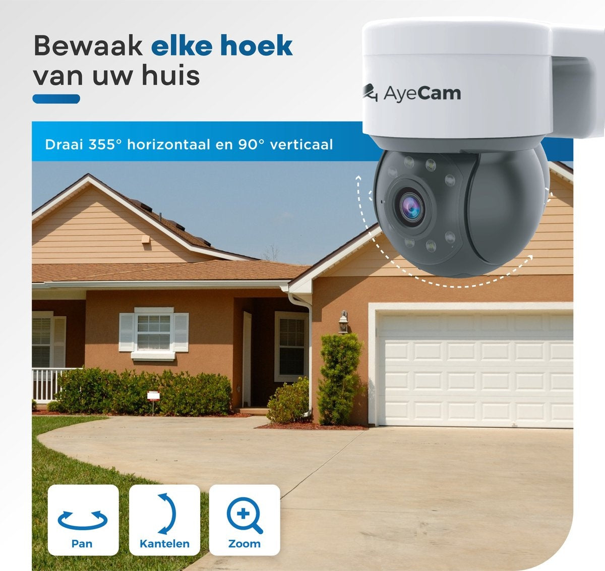 AyeCam Sicherheitskamera Outdoor - 360PRO - FULL HD - Ãœberwachungskamera - Inkl. 32GB SD
