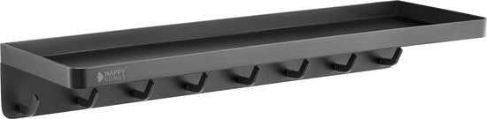 Happy Goods XL Schlüsselablage Schwarz- Schlüsselhalter- inkl. Schrauben - Edelstahl - Schlüsselschrank - Schlüsselablage mit Behälter