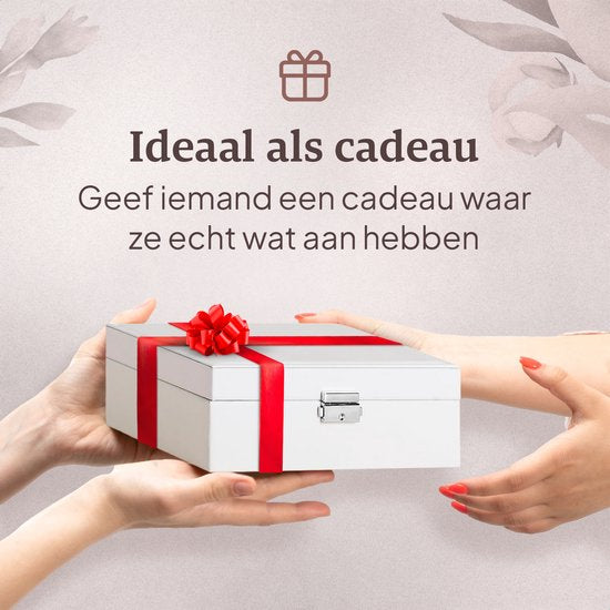 Vimora - Schmuckkästchen - für Erwachsene - Geeignet für Halsketten, Ohrringe, Armbänder & Ringe - Mit extra Boden - Schmuckkästchen Girls - Weiß