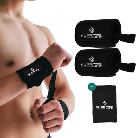 Supplife Handgelenkband für Fitness & CrossFit – 2 Stück – Wrist Wraps – Krafttraining – Handgelenkbandage – Schwarz