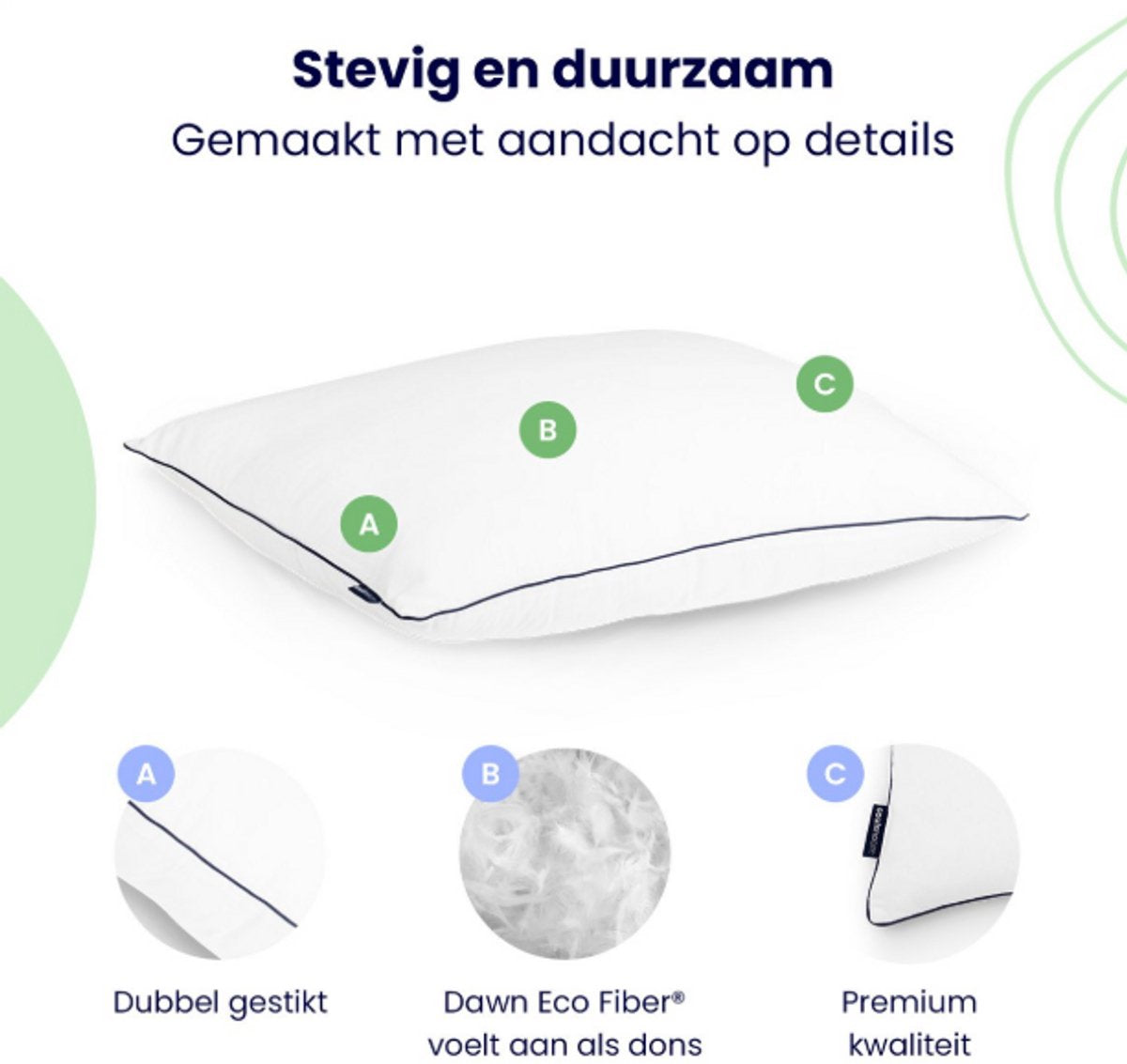 Soulsnooze Luxus-Kissen - 2er-Set - 40x80 cm - Medium - Verstellbar & Anti-Allergie
