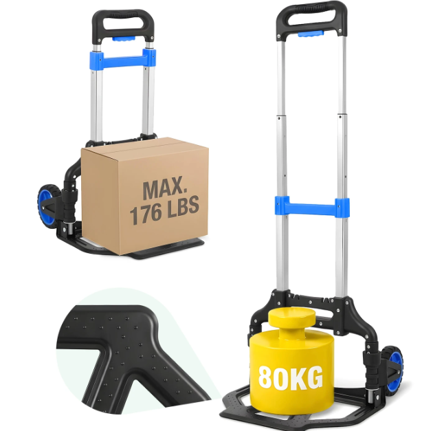 Sekey Klappbare Sackkarre aus Aluminium – 80 kg Tragkraft – 3,5 kg