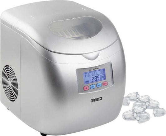 Princess Eiswürfelbereiter 283069 - Eiswürfelbereiter – 2,8 Liter – Silber – 120 W – 9 Würfel in 6 Minuten – Selbstreinigungsfunktion – Mit Eislöffel – Eiswürfelmaschine – Eiswürfelbereiter