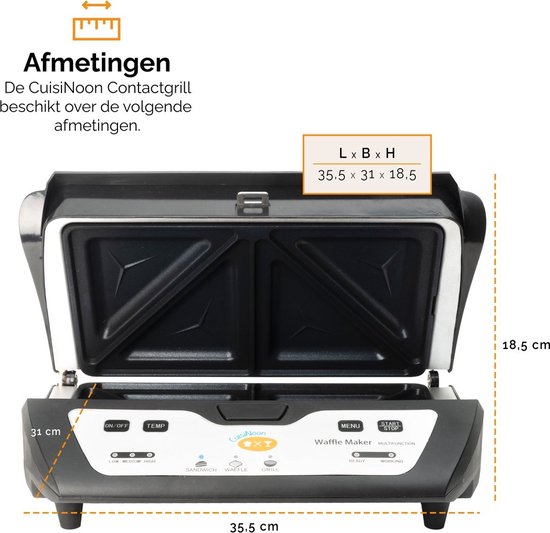 CuisiNoon - Multifunktions-Waffeleisen, Toasti-Gerät und Grillgerät - 1000W
