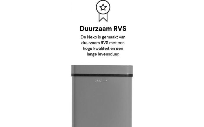 Homra - NEXO Mülleimer - 3 Fächer - 72 Liter (2x12 + 1x48 L) - mit Infrarotsensor - Edelstahl - Grau
