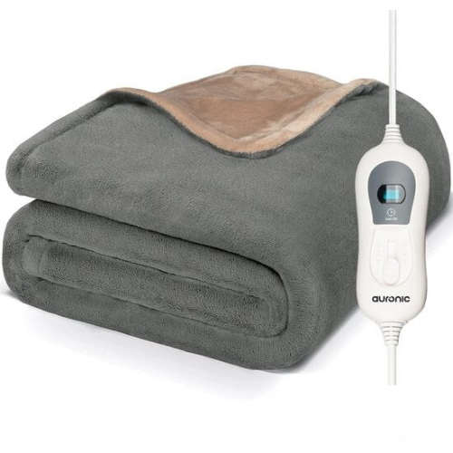 Auronic - Elektrische Heizdecke - 3 Stufen - mit Timer - 160 x 120cm - Grau/Beige