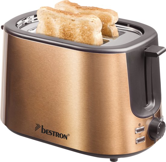 Bestron Toaster ATS1000CO – 1000 W – 7 Bräunungsstufen – 2 Toastschlitze für 2 Scheiben Brot – Kupfer – 5 Jahre Garantie