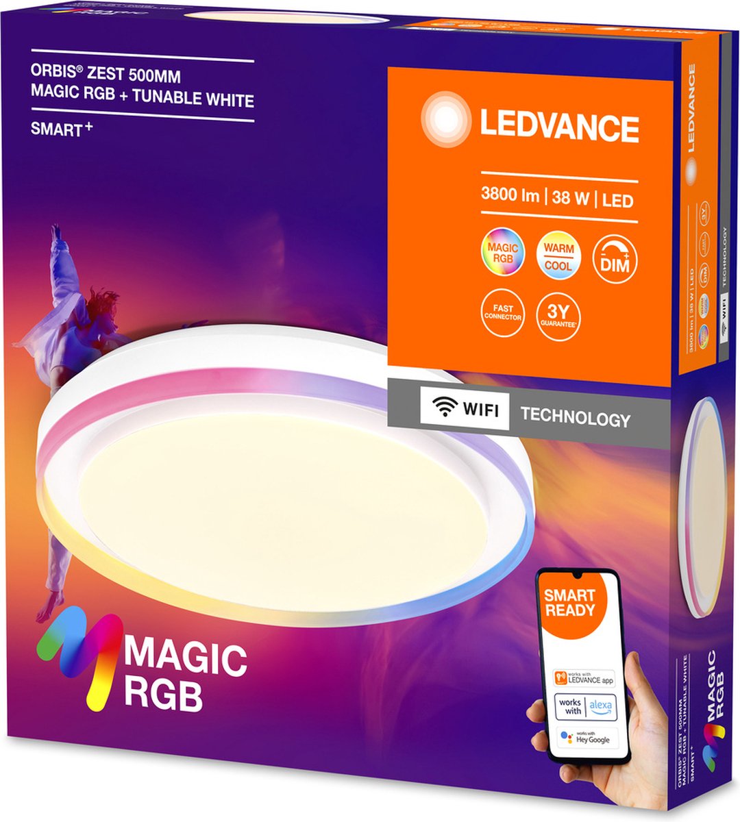 Ledvance Smart+ Orbis Zest wifi Deckenleuchte - Ø 50 cm - weiß - RGB & abstimmbares Weiß