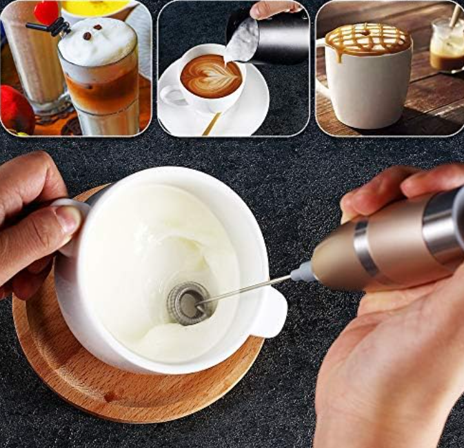 MUIFA Handmilchaufschäumer – 19.000 U/min – 500 ml Borosilikatglas – Edelstahl-Schneebesen – Akku – Silber