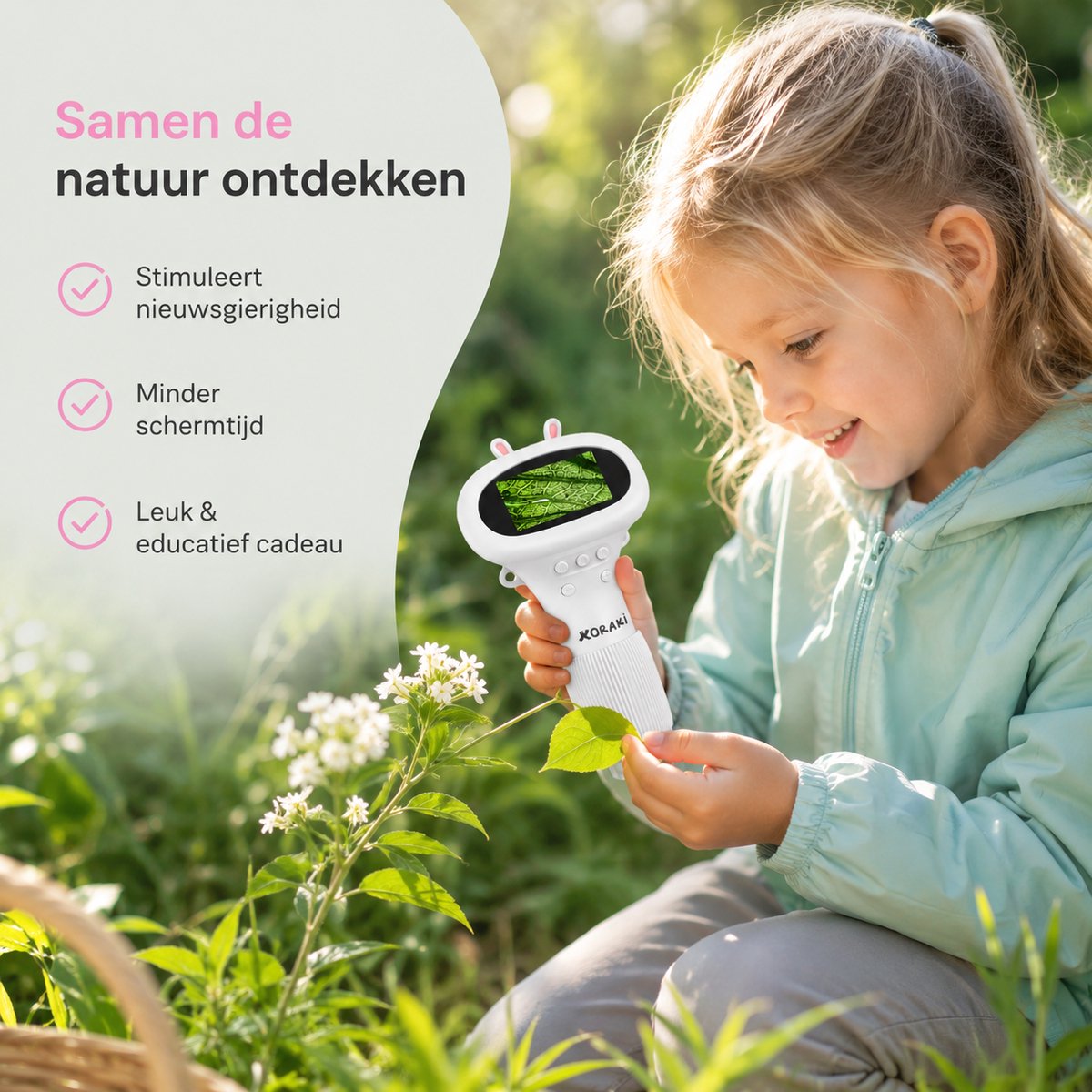 Koraki® Digitalmikroskop für Kinder – LCD-Bildschirm – 30- bis 50-fache Vergrößerung – Kamera – Micro-SD