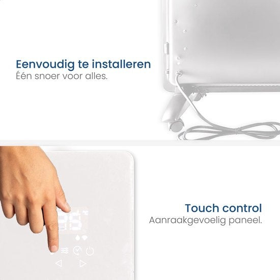 Gologi Electric Heater - Elektrische Heizung - Konvektorheizung mit Thermostat - Funktioniert über App und Touch-Steuerung - Bis zu 25m2 - 2000W Heizung - Weiß