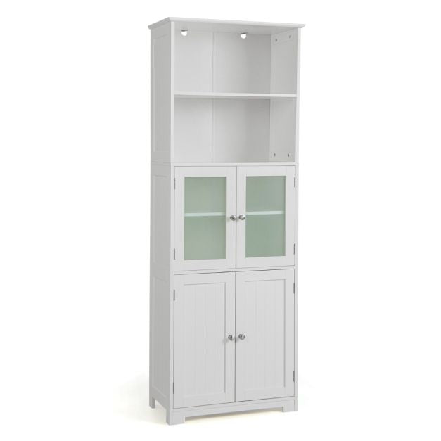 Coast Badezimmerschrank - MDF mit Glas - 60 x 30 x 163 cm - Weiß