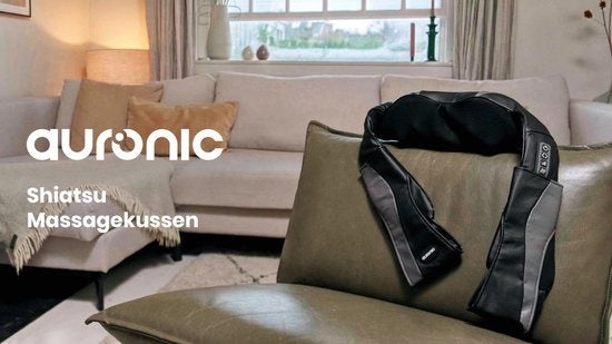 Auronic Shiatsu-Massagekissen - Elektrisches Nackenmassagegerät - Massagegeräte - Nacken und Schulter - Infrarot - inklusive Tragetasche - Schwarz/Blau