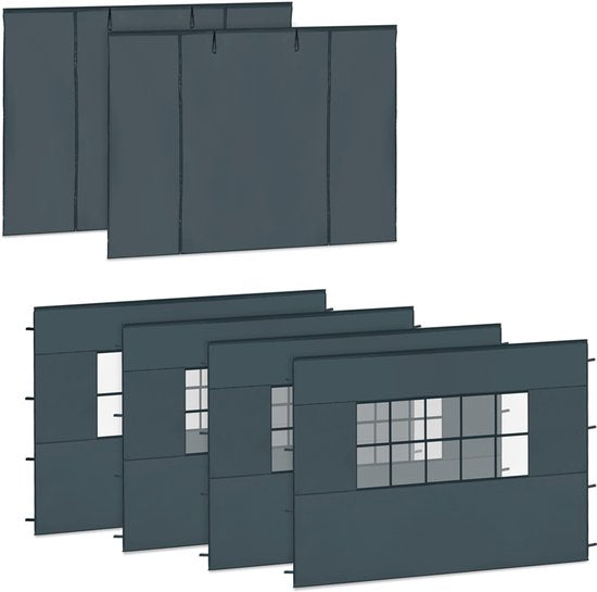 VONROC Seitenwand-Set – 6 x 3 m – 6 Stück – Für 2 x Premium-Partyzelt PT501XX | Grau