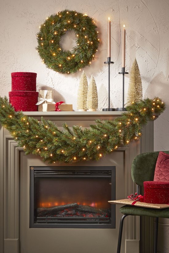 Triumph Tree Forest Frosted Guirlande Swag mit LED-Beleuchtung - L180 cm - Grün
