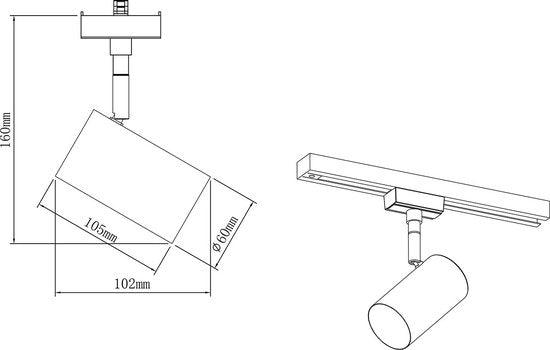 LED-Schienenbeleuchtung – Track Spot – DUOLINE – 2-Phasen – GU10-Fassung – rund – mattgold – Aluminium