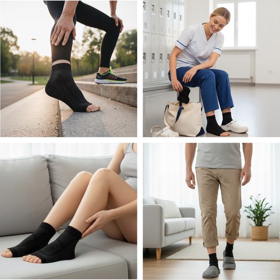 Alyze Kompressionssocken – 2 Paar – Größe 39–42 – Schwarz – Für Damen und Herren – Strümpfe – Bett – Schlafen – Sport – Socken – Laufen