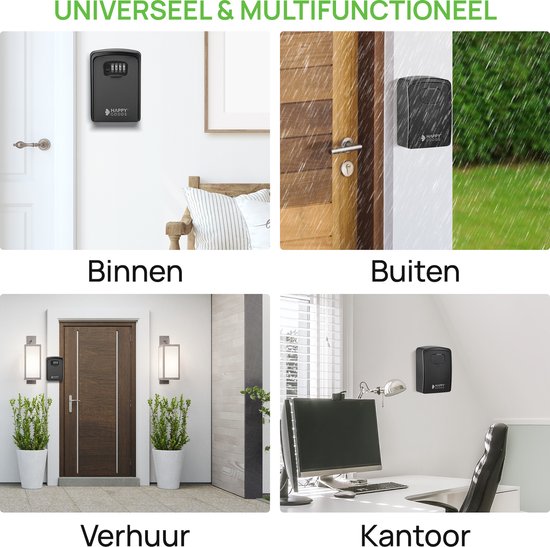 Happy Goods Schlüsselkasten mit Zahlenschloss XL - Schlüsselkasten Schwarz - ca. 25 Schlüssel - Wasserdicht - Schlüsseltresor - Schlüsselkasten Outdoor mit Code - Schlüsselkästen