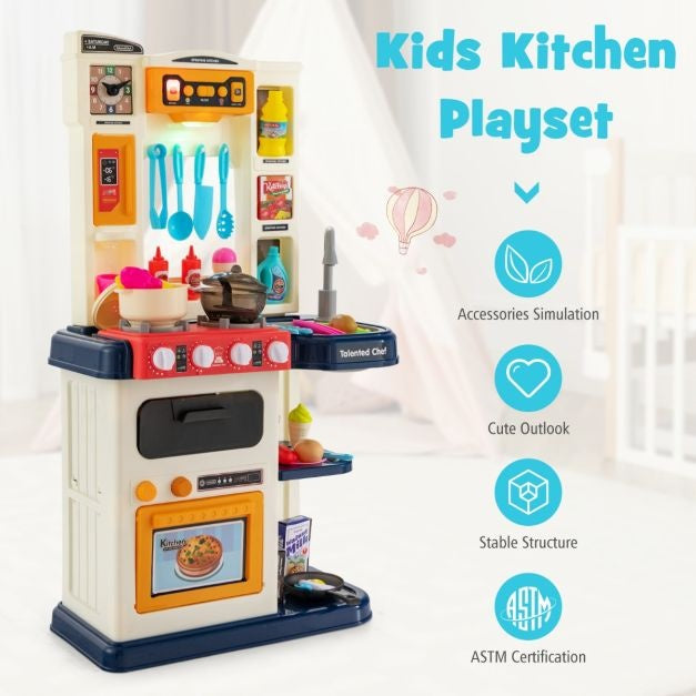 Coast 65 TLG. Leichte Kinderspielküche mit Wasserpumpe blau