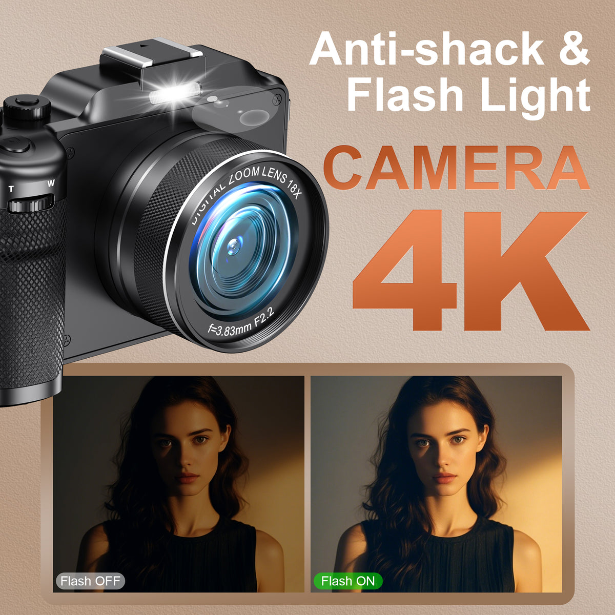 KOMERY X9 digitale 4K-Kamera – 64 MP – schwarz