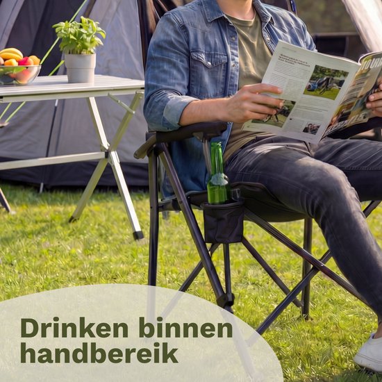 TRVLMORE Campingstuhl – Zusammenklappbar – 120 kg Tragkraft – inkl. Tragetasche – Klappstuhl – Angelstuhl – Campingstuhl – Faltstuhl – Grau