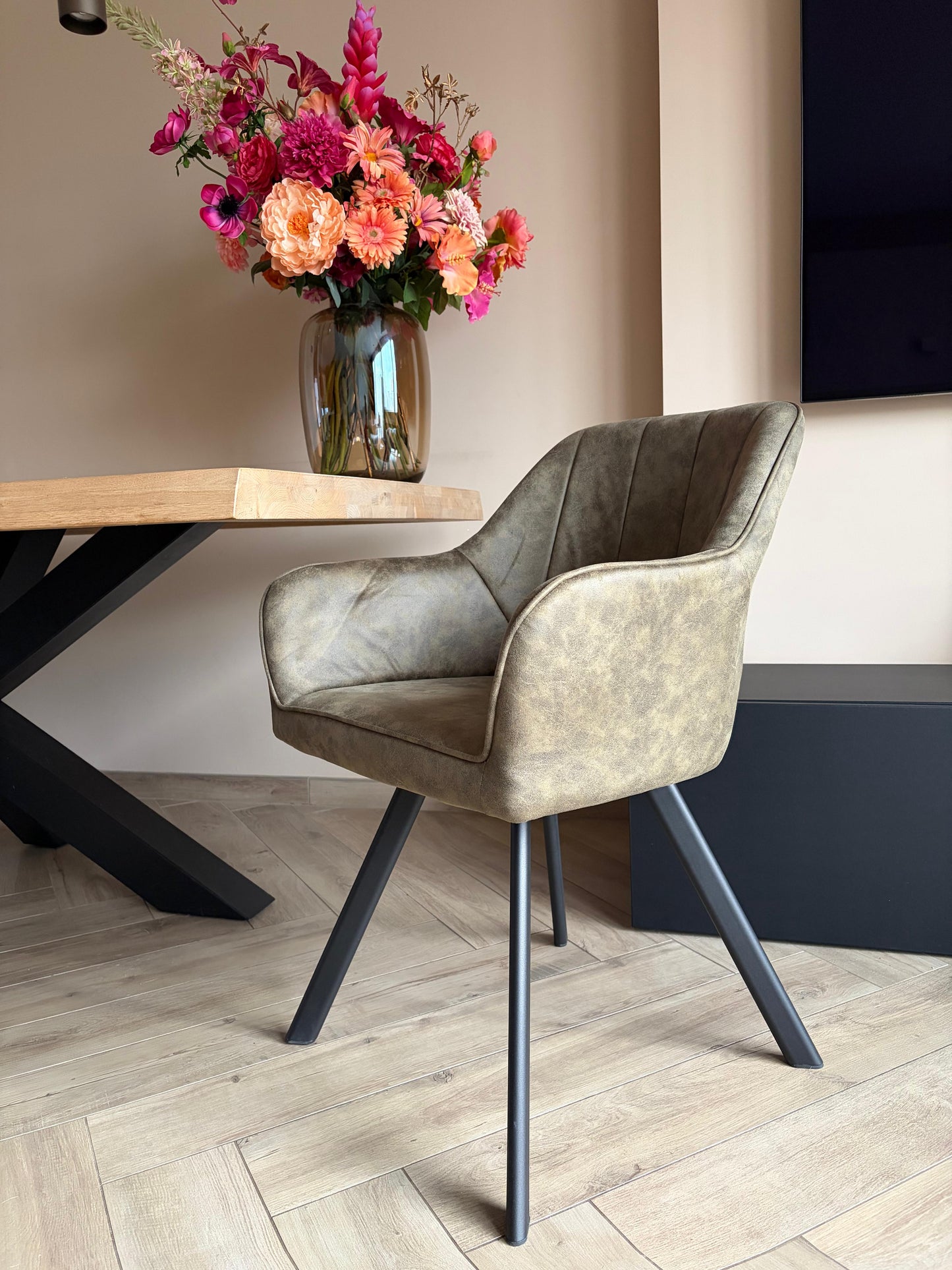 Furniture31 Tenno Esstisch-Drehstühle 2er-Set - Mikrofaser - 55 x 45 x 88 cm - 360° drehbar