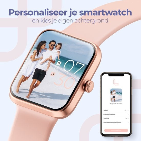 Lunis - Smartwatch Damen & Herren Rose - Apple & Android - Touchscreen - Gold / Pink