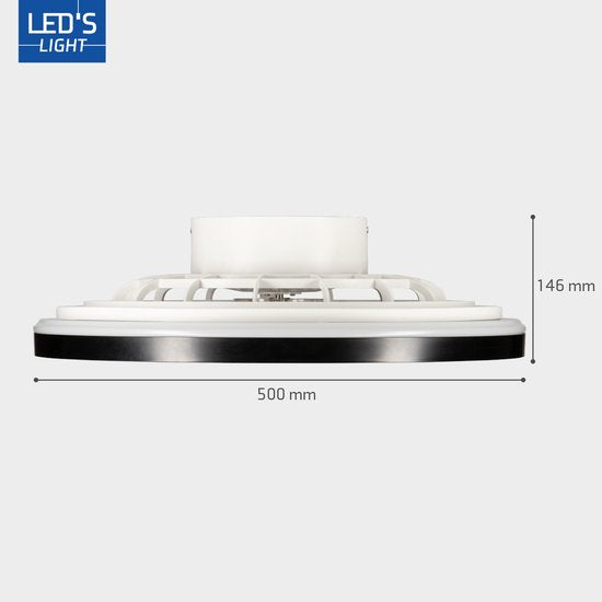 LED's Light Deckenventilator mit Beleuchtung 48 cm - Lüftungsgeschwindigkeit und Fernbedienung - Deckenleuchten mit Ventilator & Lampe - Schwarz