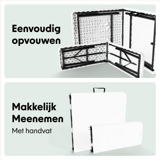 LifeGoods Zusammenklappbares Picknick-Set - 124cm x 61.5cm - Gartentisch mit 2 Bänken - Wetterfest - Campingtisch - Biertisch zusammenklappbar - Für Innen und Außen - Für 4 bis 6 Personen - Weiß
