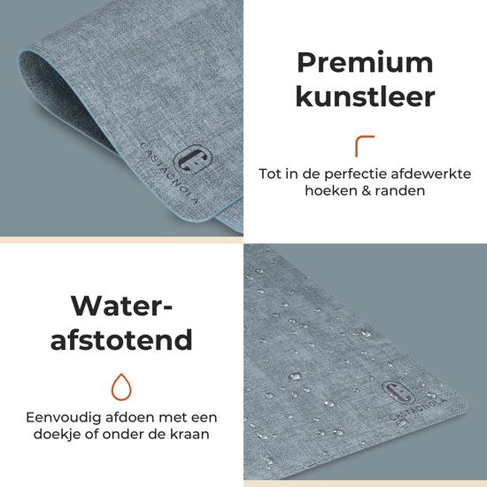 Castagnola Tischsets in Lederoptik - Rutschfeste Tischsets aus Kunstleder - Wasserabweisende Untersetzer - Untersetzer - Plastik Tischsets - 6 Stück - 45 x 30 cm - Melange Blau