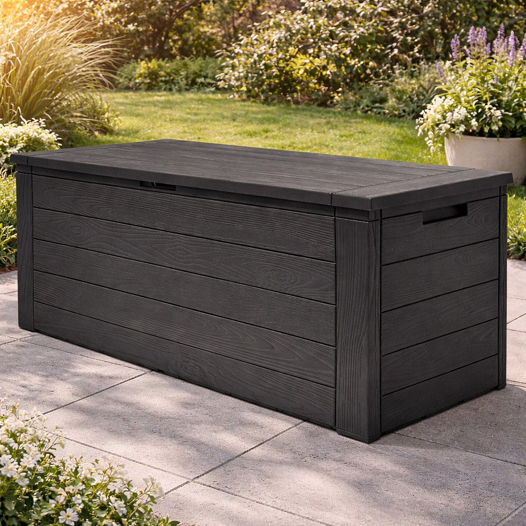 Deubois Aufbewahrungsbox - Anthrazit - 120 x 46 x 57cm - Außenbereich - Für Terrasse, Balkon und Garten