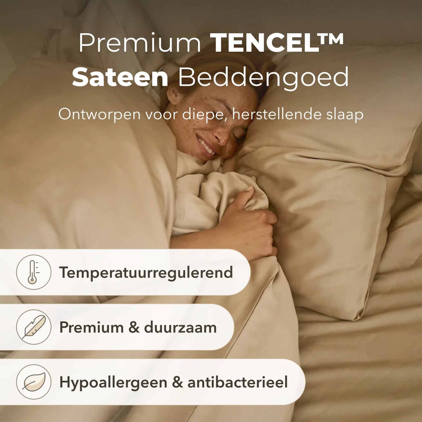Sjumo Tencel™ Satin Bettbezug - Ultra weich & atmungsaktiv - 140x220 cm - Honey Glow - inklusive Kopfkissenbezug