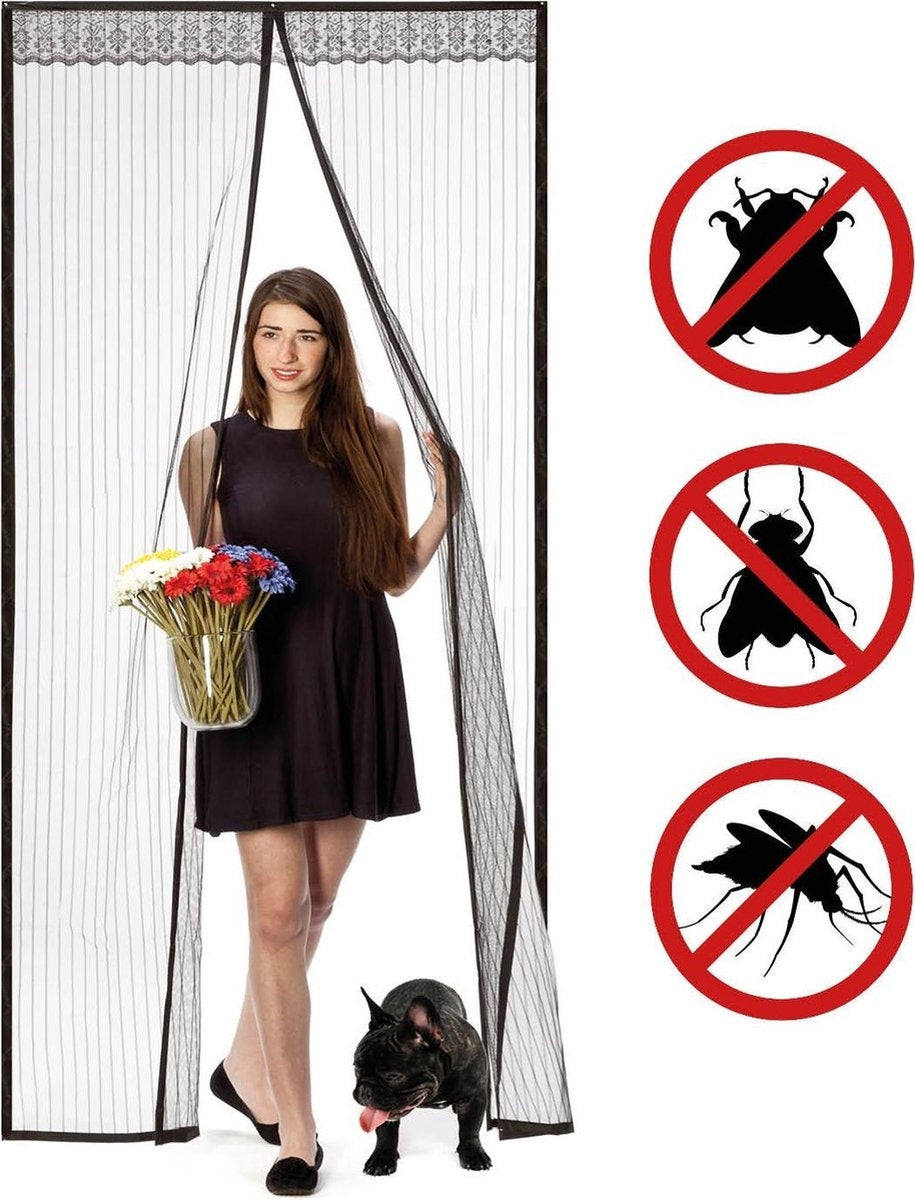 O'DADDY Türvorhang - Fliegenvorhang - Magnetisch - Türgitter Deluxe 100 x 230 cm - Schwarzes Horn - Hornvorhänge - Horntür