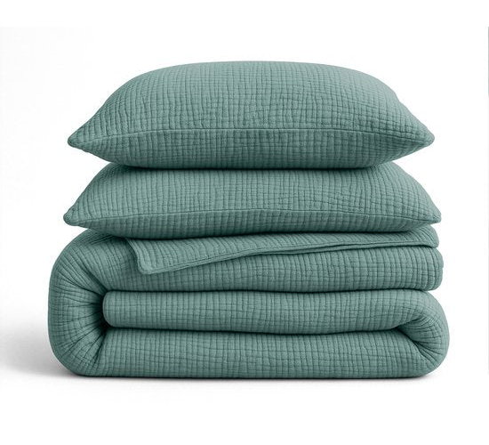 Sleeptime 2-in-1-Mousseline-Bettdecke – Bettdecke ohne Bezug, inklusive Kissenbezug – 240 x 200 – Grün