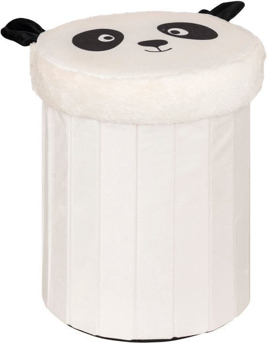 Atmosphera Panda Faltbarer Hocker – Aufbewahrungshocker – Ø 30 x H 38 cm – Schwarz/Weiß