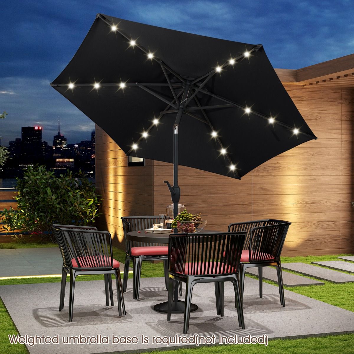 Coast Sonnenschirm mit Solarantrieb – mit LED-Beleuchtung – neigbar und belüftet – schwarz, 230 cm
