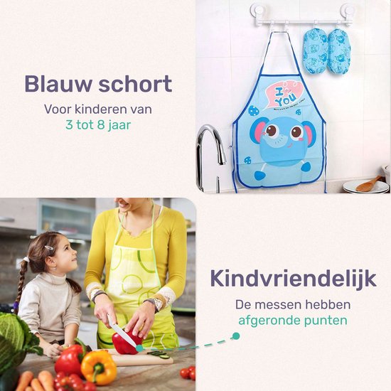 Qwali Blau Kindermesser Set - Sicher - Inkl. Schneidebrett - Kinder - Besteck - Messer Kind - Küche - Spielzeug