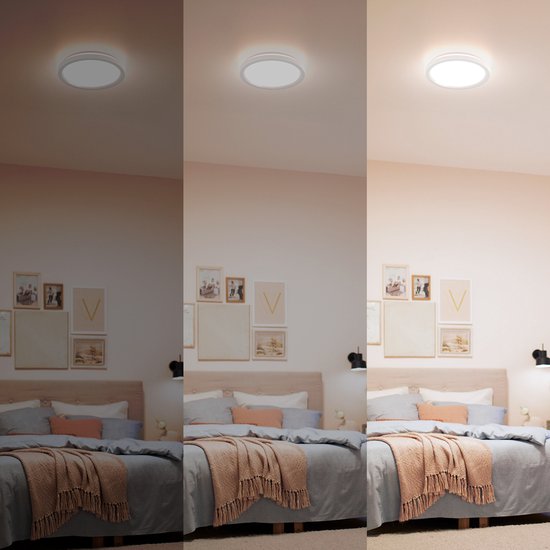 Philips All-in-One-Deckenleuchte – 2er-Pack – mit Fernbedienung – 24 W – LED-Beleuchtung – warmweißes bis kaltweißes Licht; 2700 K bis 6500 K – 30 cm – weiß – rund