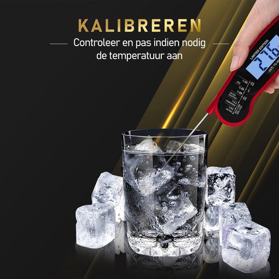 MostEssential Premium Fleischthermometer - BBQ Thermometer - Kernthermometer - Zuckerthermometer - Küchenthermometer - Digital - Kabellos - Wasserdicht - Rot