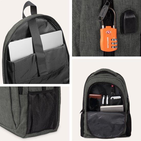 TRVLMORE Rucksack - 36L - 17 Zoll - Laptop-Rucksack - Schultasche - Männer und Frauen - Laptop-Tasche - Spritzwassergeschützt Grau Grün