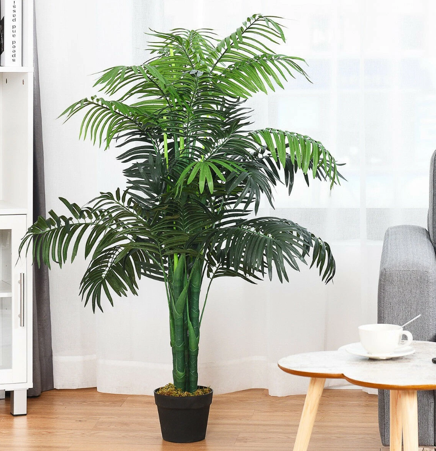 1,1 Meter hohe künstliche Areca-Palme - Dekorativer Seidenbaum mit Korb für den Innen- und Außenbereich
