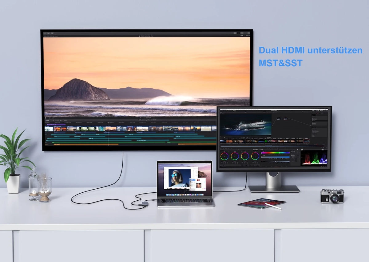 MOKiN 8-in-2-USB-C-Dockingstation für zwei Monitore – 2x HDMI 4K – 3x USB 3.0 – SD/TF – 100 W PD