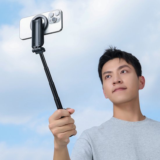 Ulanzi JJ03 Pocket-Selfie-Stick-Stativ, magnetisch – mit Fernbedienung – Selfie-Stick – Handy-Stativ für iPhone – Smartphone-Halterung für iPhone – Schwarz