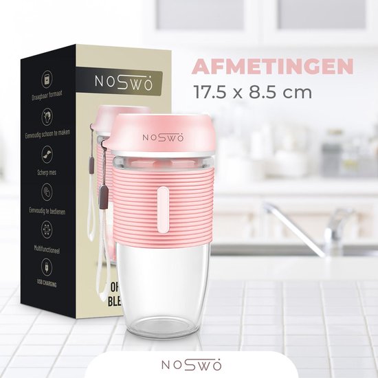 Noswo Blender To Go - Tragbarer Mixer - Tragbarer Mixer - Mini-Mixer für unterwegs - Smoothie Maker - Kabelloser Mixer - Pink