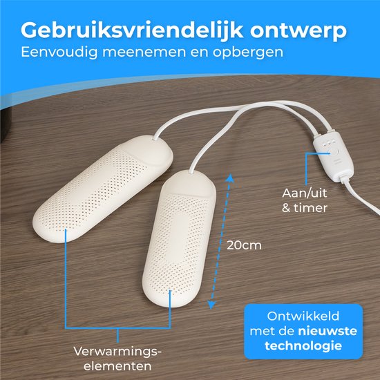 Nuvance - Schuhtrockner - Schuhtrockner mit Timer - Schuherfrischer - Trocknungsfunktion - Weiß