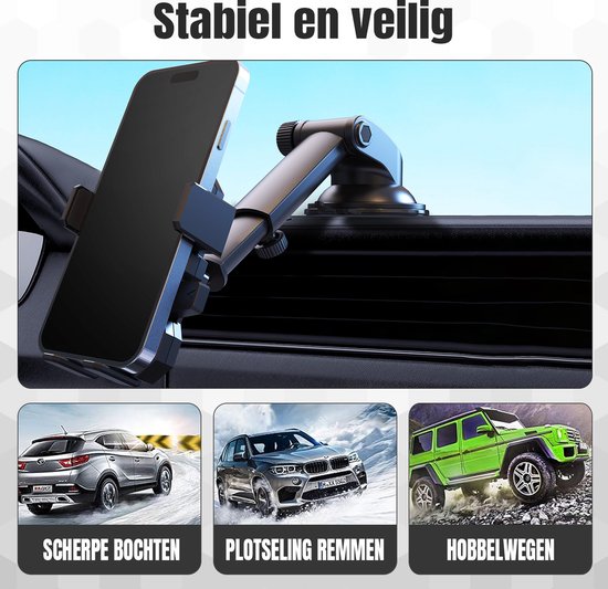 Handy-Halter Auto-Telefon-Halter mit Saugnapf GSM-Halter für Fenster oder Armaturenbrett - schwarz