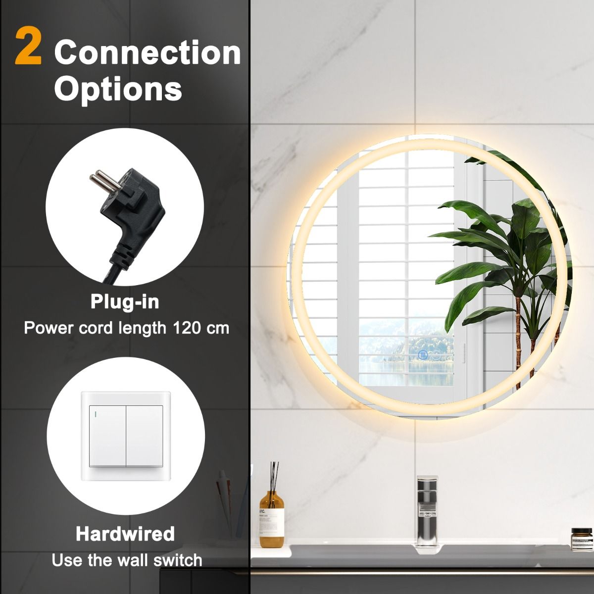 Coast LED-Badezimmerspiegel – dimmbar mit Antibeschlagfunktion – Speicherfunktion – silber 60 x 60 cm