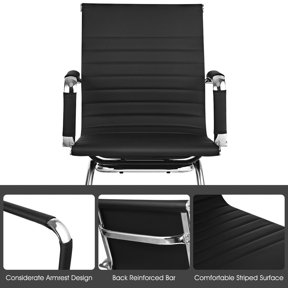 Coast Bürostühle - 2er-Set - PU-Leder - Max. 120 kg - Schwarz